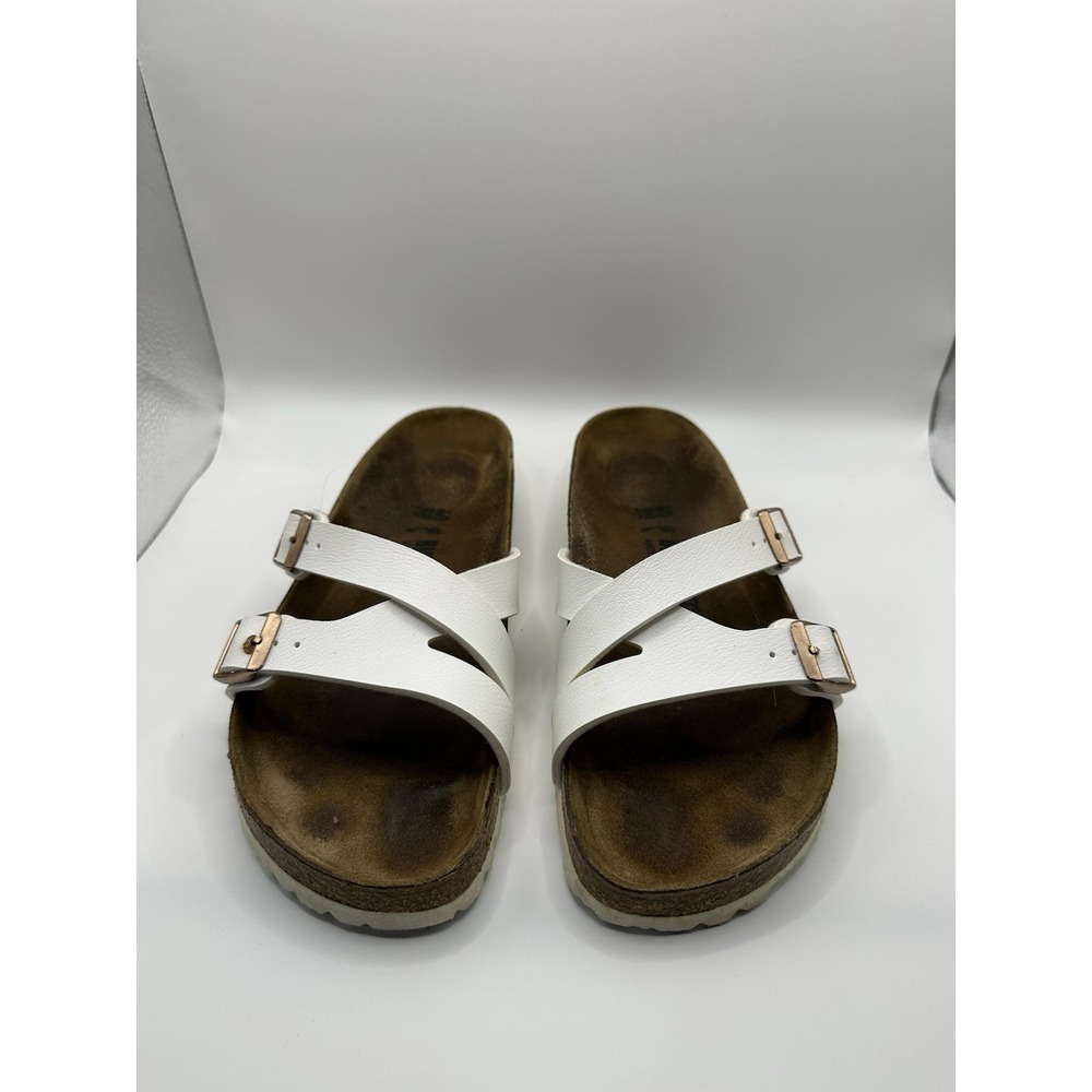 Birkenstock White Yao Slide Sandals Cork Leather Women's size 40 /  US 9